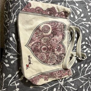 Women's Cream and Pink Tote Bag